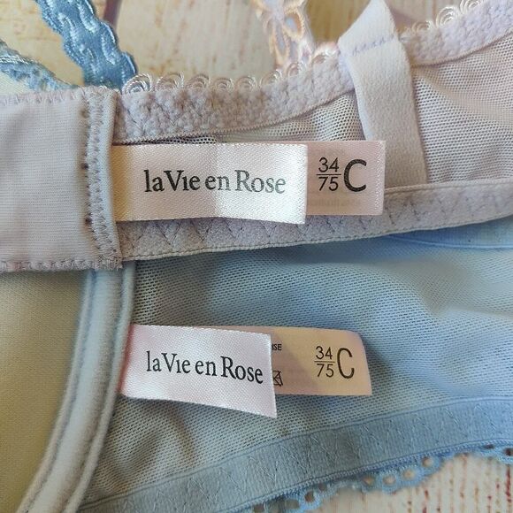 Pair of La Vie en Rose lace overlay bras sz 34C - Picture 7 of 8